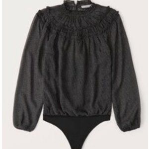 NWOT Abercrombie Long-Sleeve High-Neck Chiffon Bodysuit